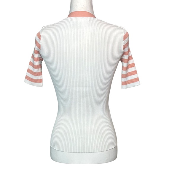 Amanda Uprichard‎ Ribbed Striped Sweater Shirt in Melon Size Small - Picture 6 of 7